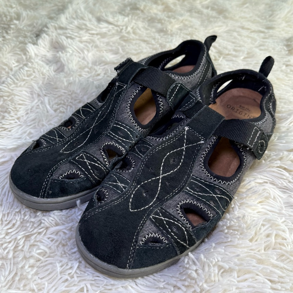 Earth Origins Effie Closed Toe Fisherman Black Sporty Shoes Size 9.5